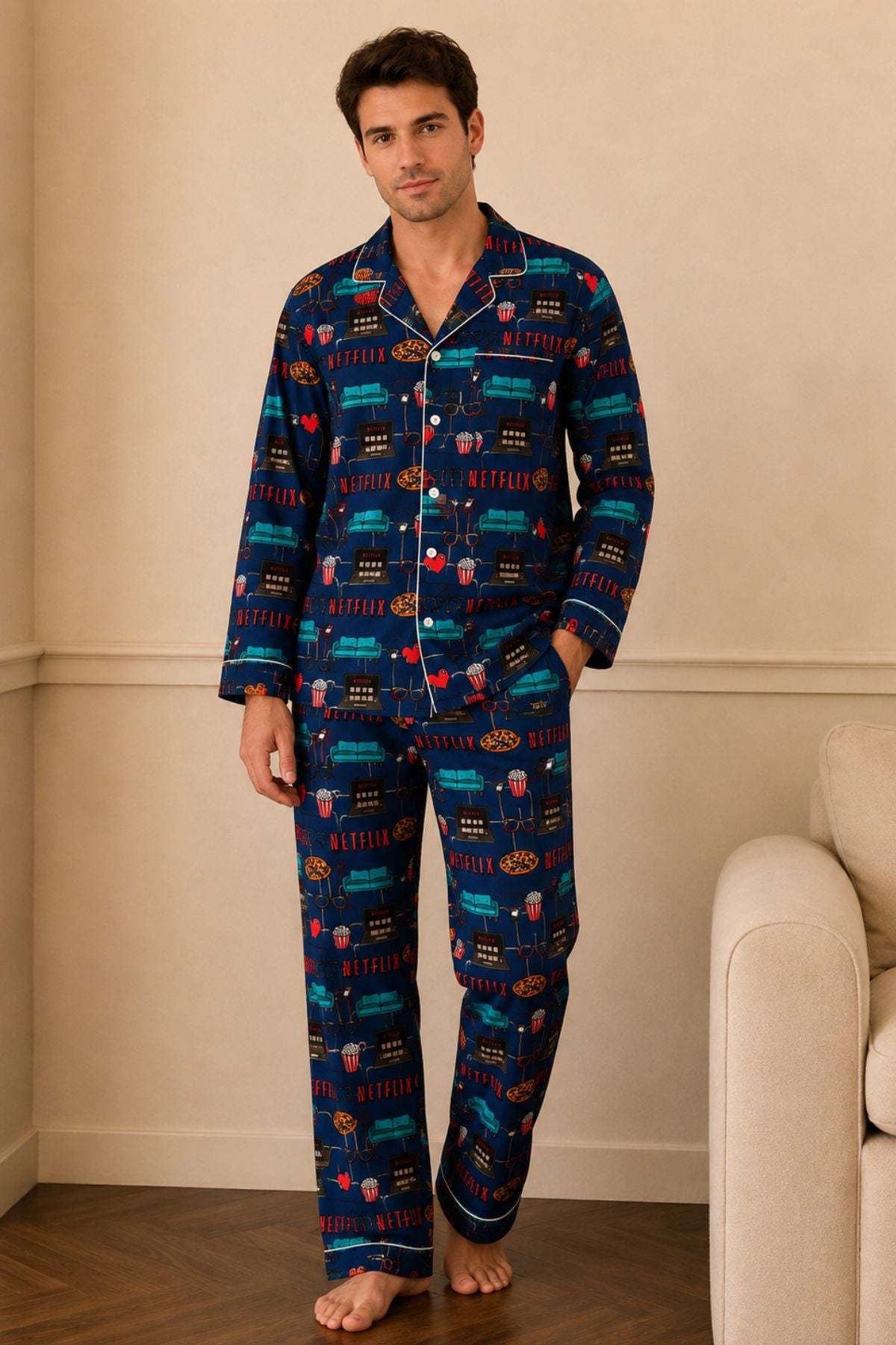 ARTFUL NETFLIX COUPLE NIGHTSUITS SET