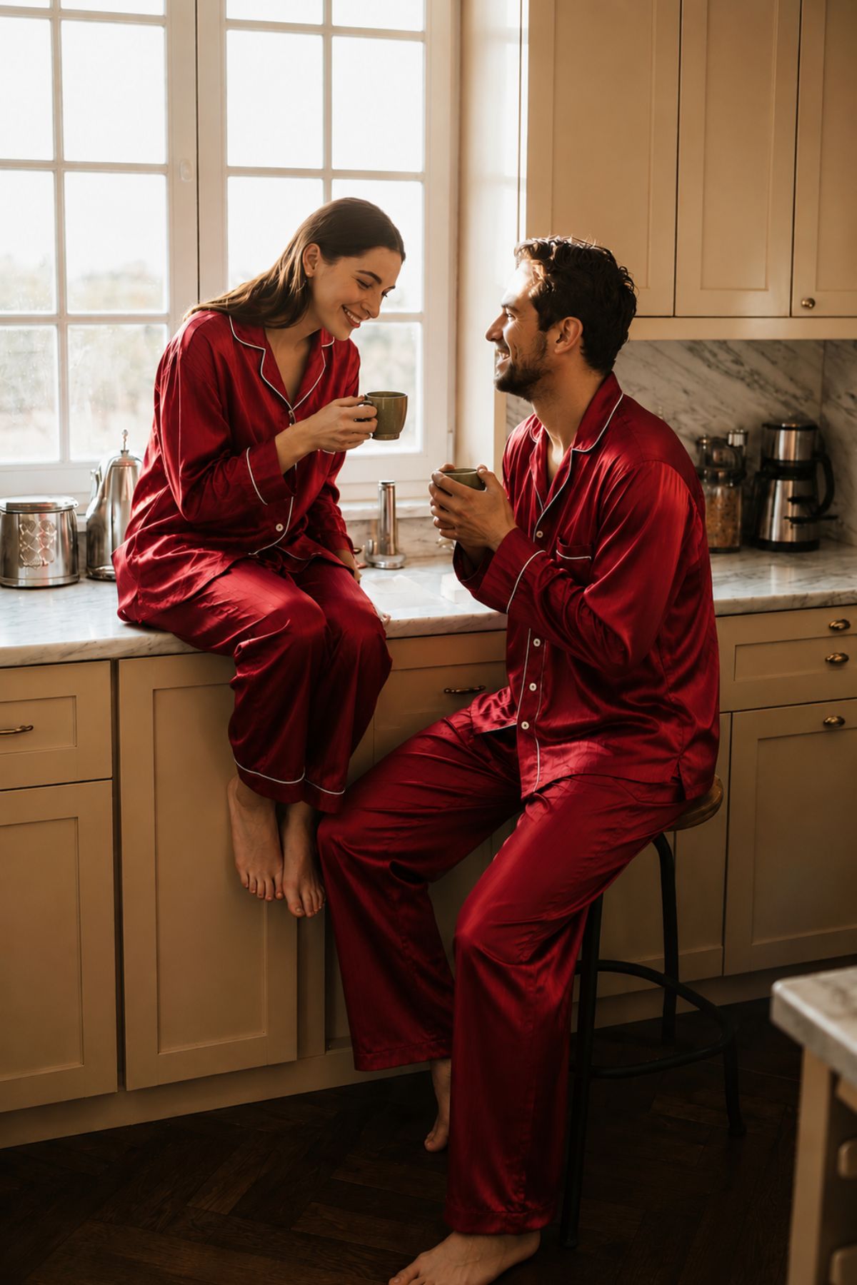 ROSE RED COUPLE NIGHTSUITS SET