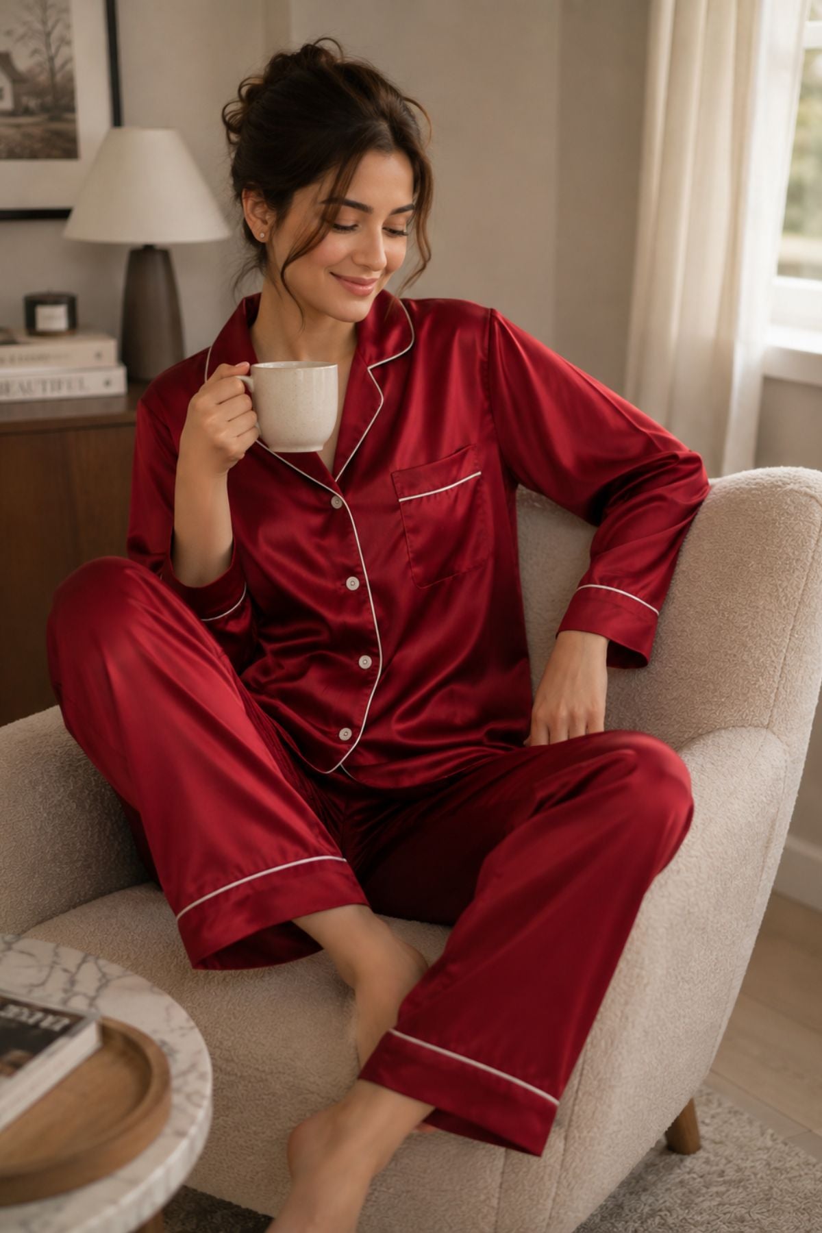 ROSE RED COUPLE NIGHTSUITS SET
