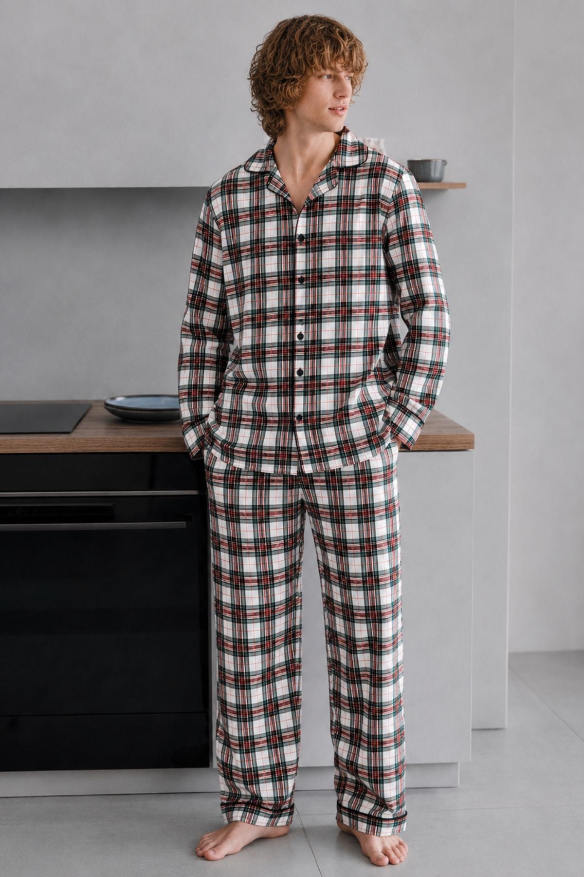 BLACK RED STRIPES COUPLE NIGHTSUITS SET