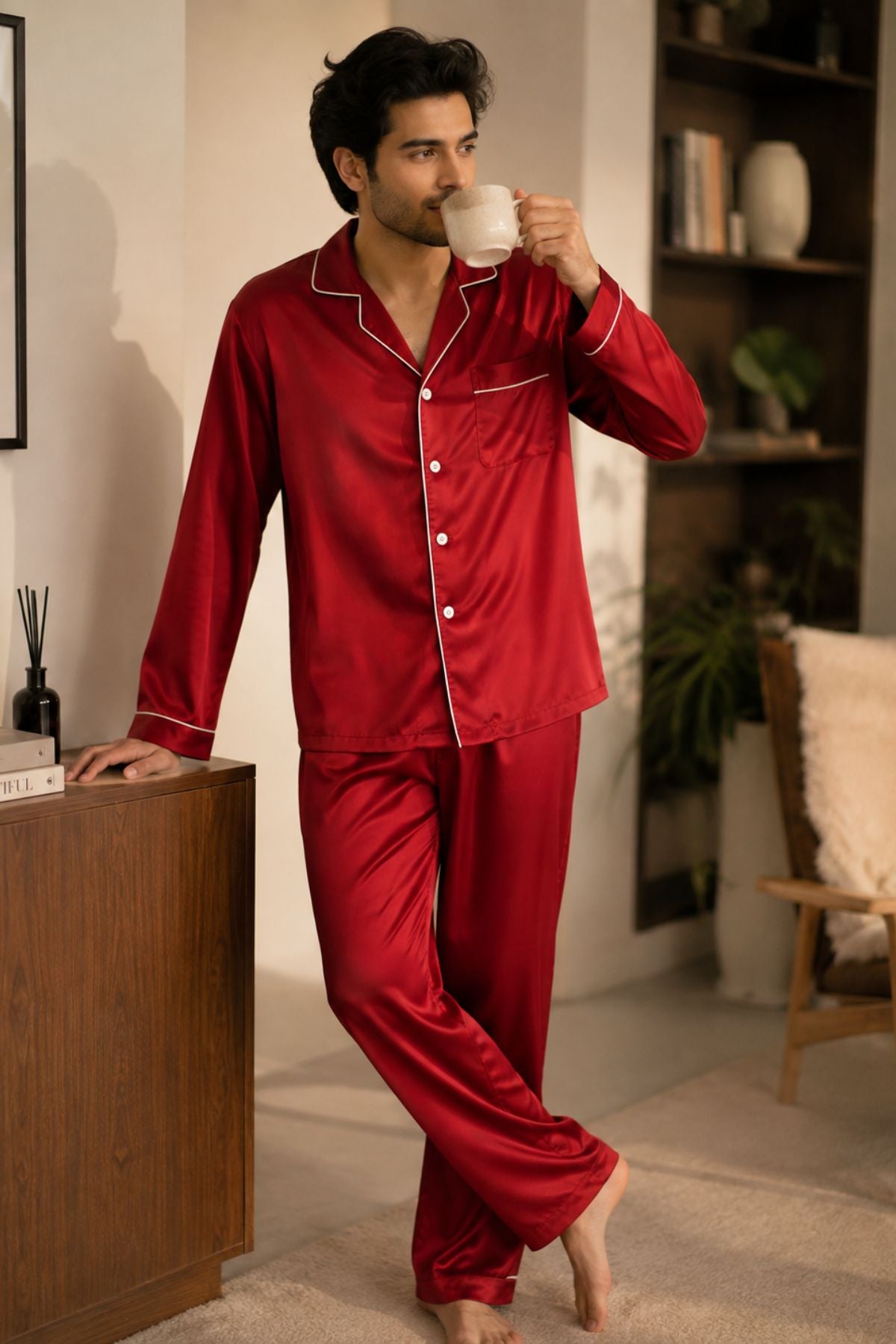 ROSE RED COUPLE NIGHTSUITS SET