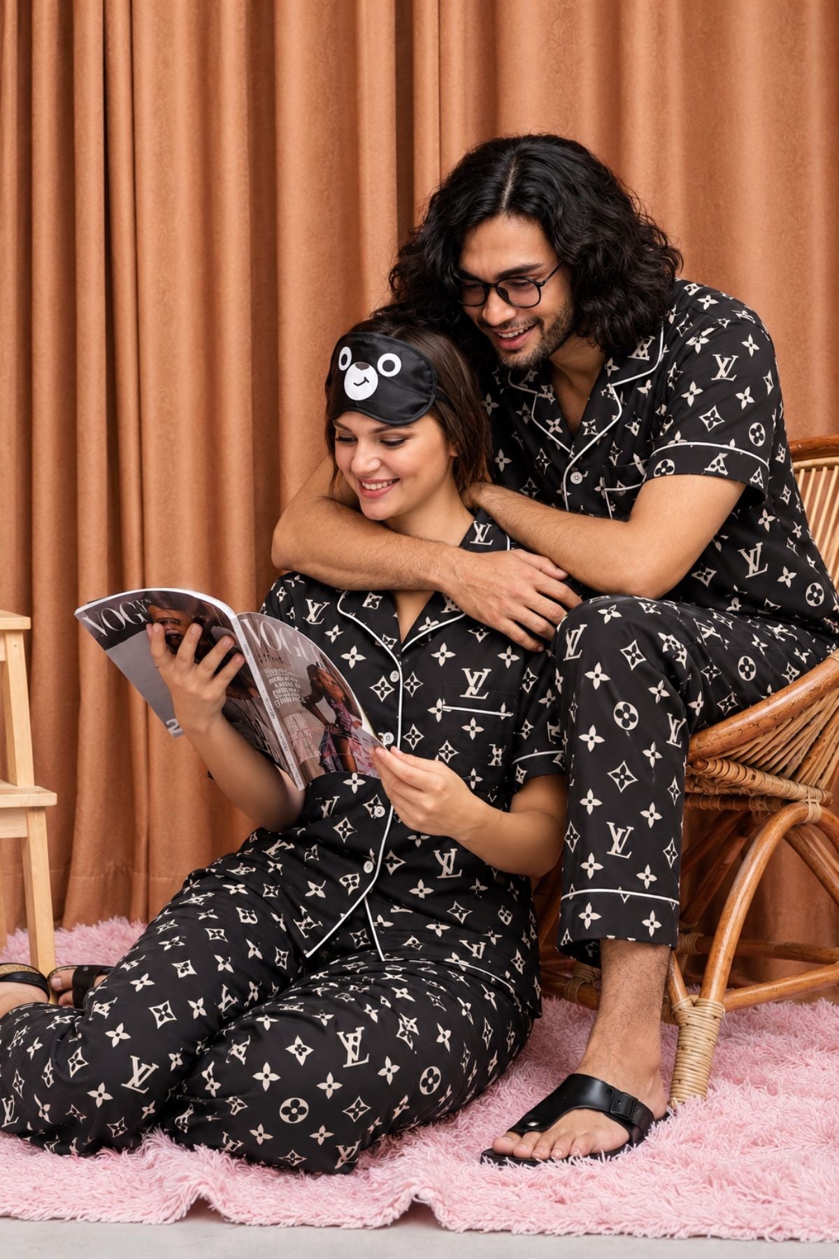 ICONIC SATIN COUPLE NIGHTSUITS SET