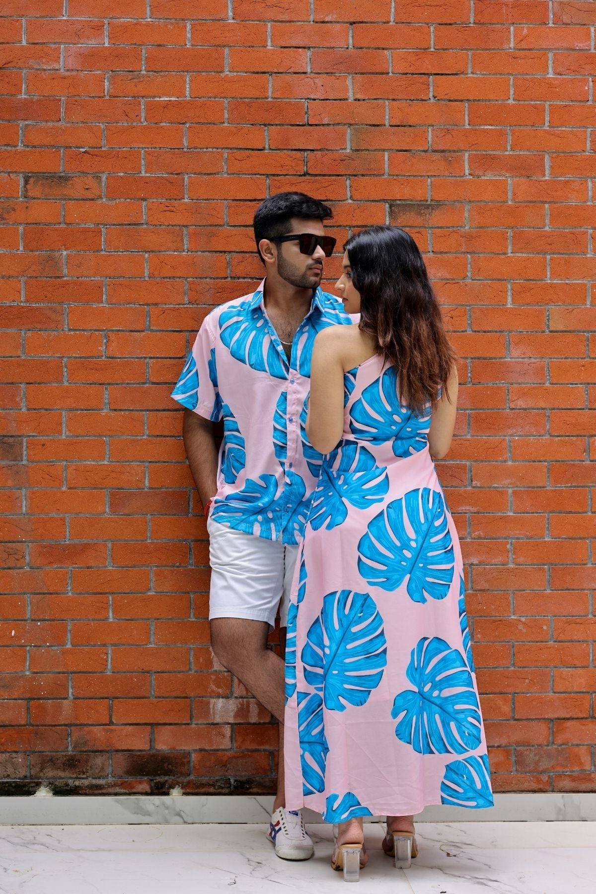 BLUE MONSTERA COUPLE SET