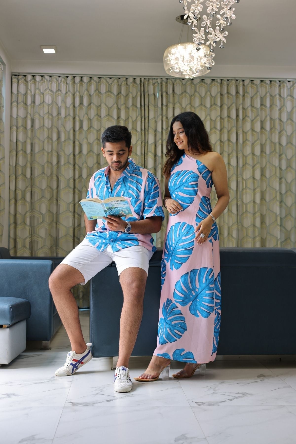 BLUE MONSTERA COUPLE SET