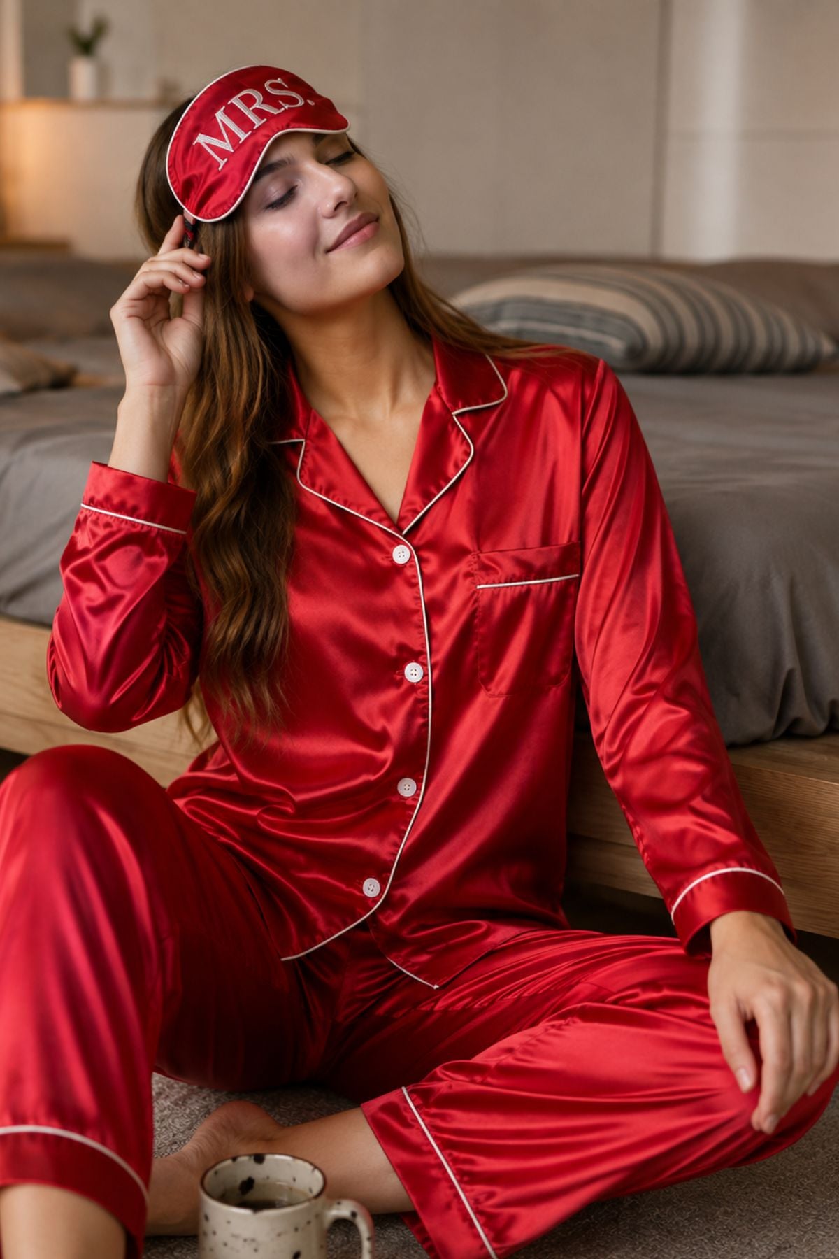 CLASSIC RED BLACK COUPLE NIGHTSUITS SET