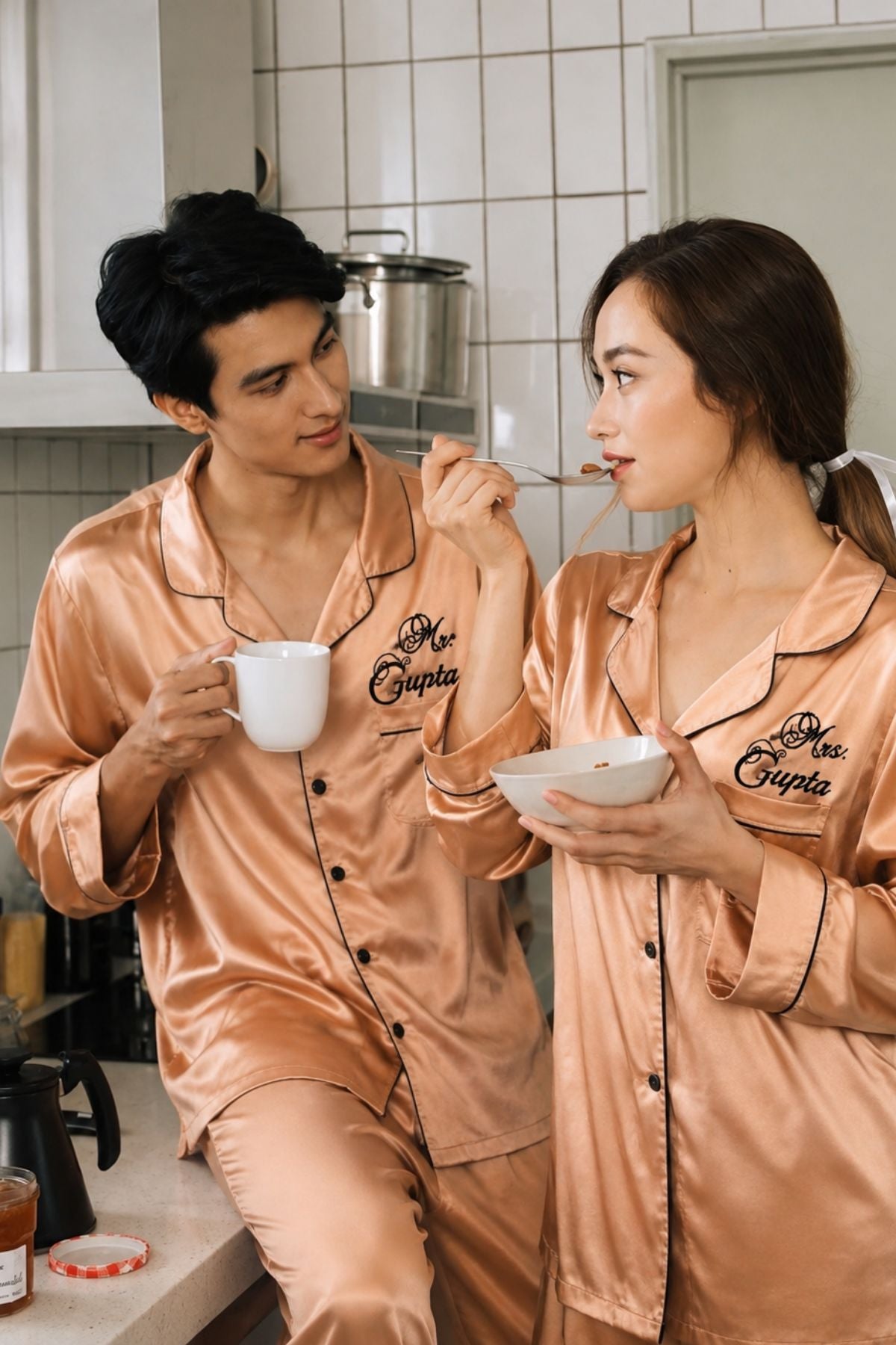ROSY COPPER COUPLE NIGHTSUITS SET