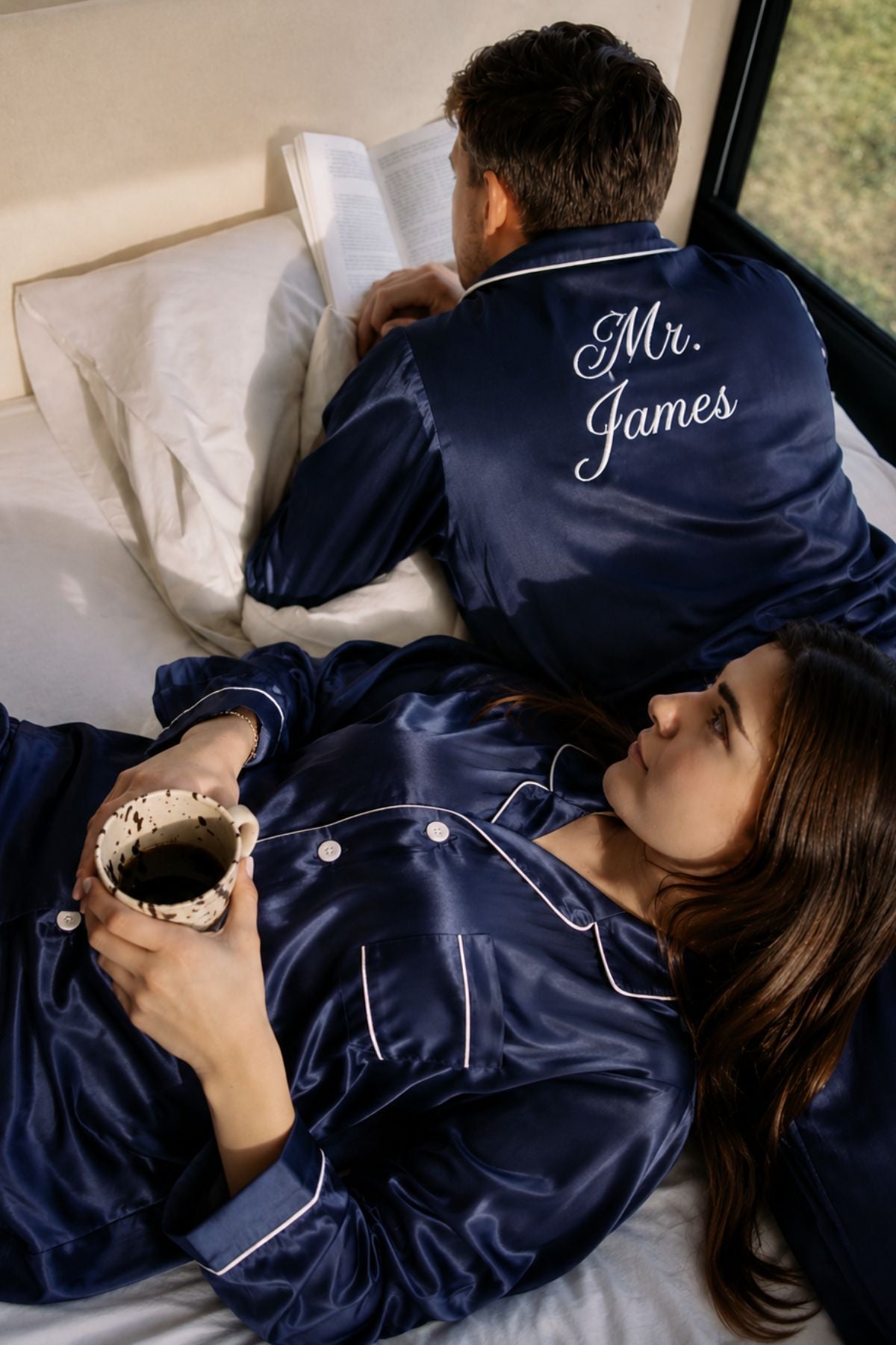 PRUSSIAN BLUE COUPLE NIGHTSUITS  SET