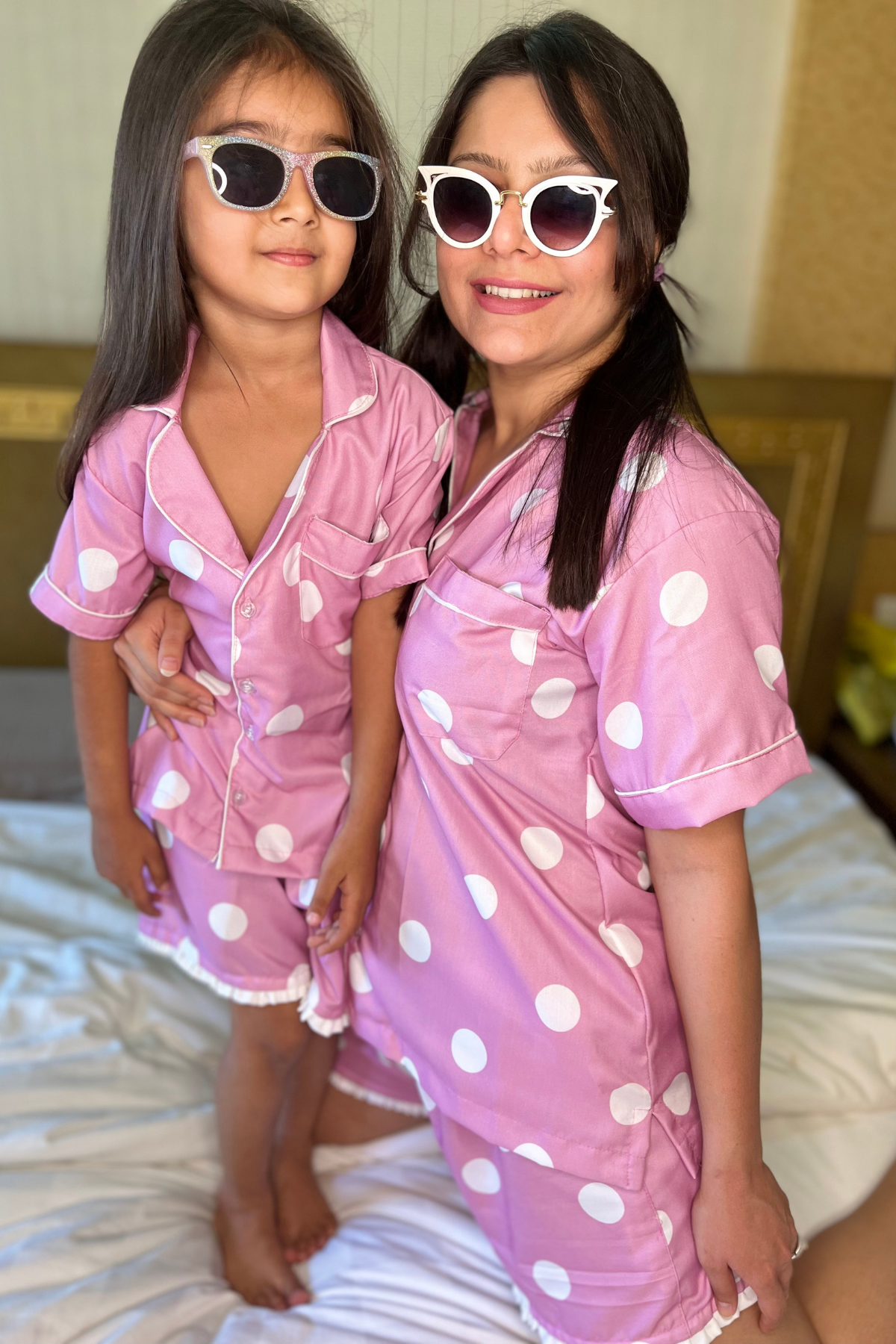 PINKY POLKA DOTS KIDS  NIGHTSUITS SET