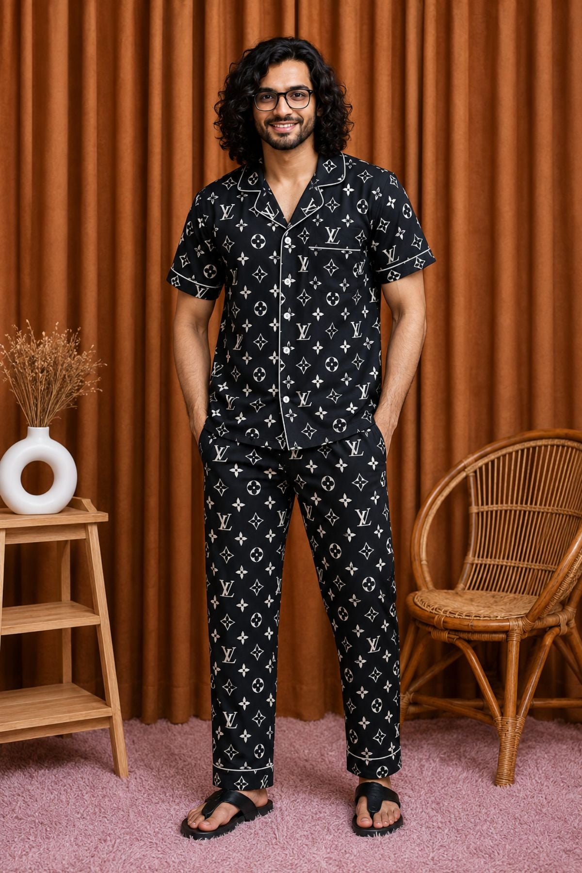 ICONIC SATIN COUPLE NIGHTSUITS SET