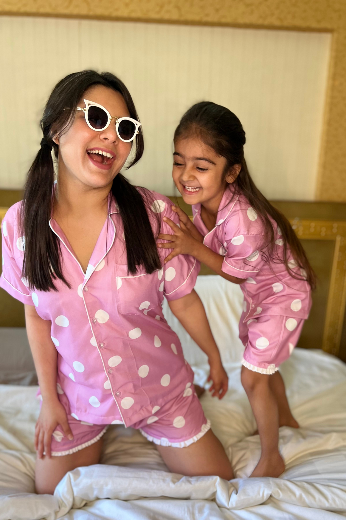 PINKY POLKA DOTS KIDS  NIGHTSUITS SET