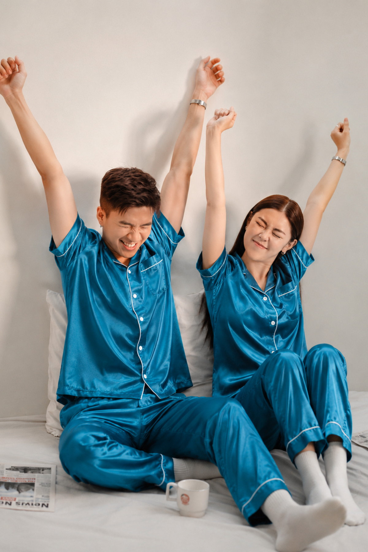 SEA BLUE COUPLE NIGHTSUITS SET