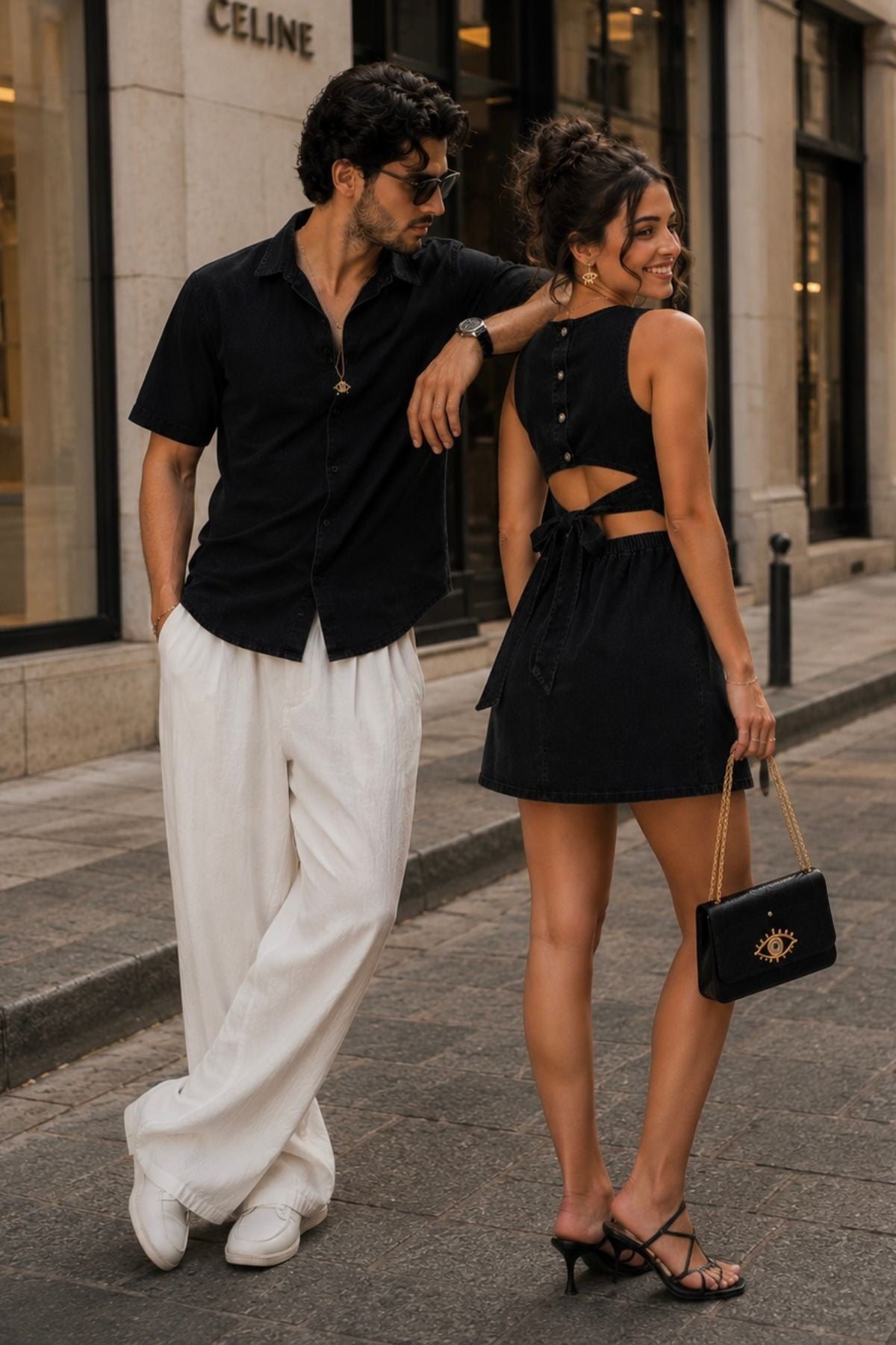 Black Denim Couple Set