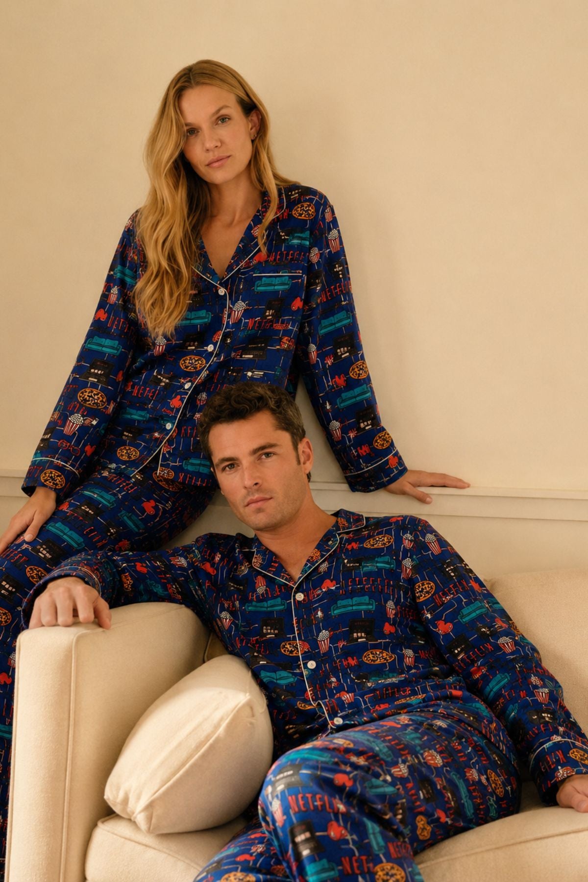 ARTFUL NETFLIX COUPLE NIGHTSUITS SET