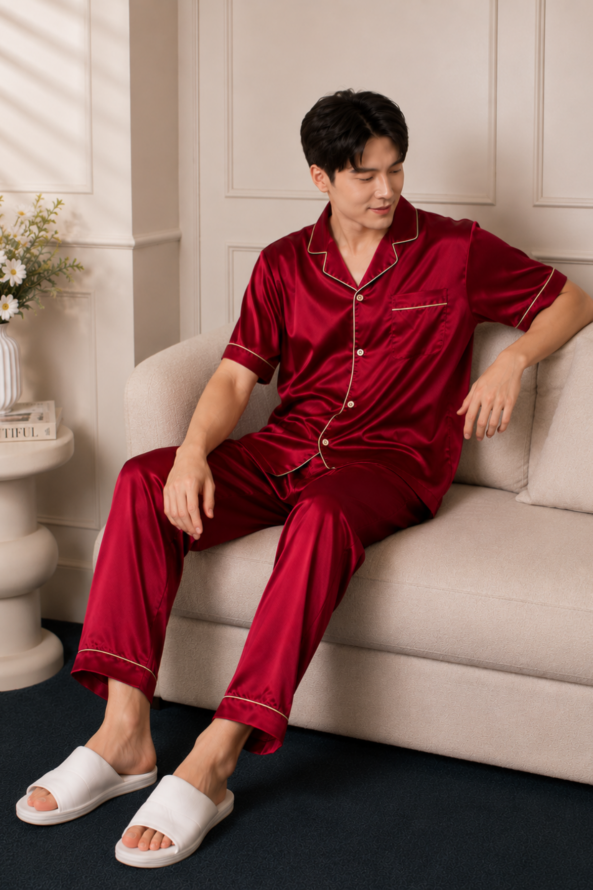 CHERRY RED COUPLE NIGHTSUITS SET