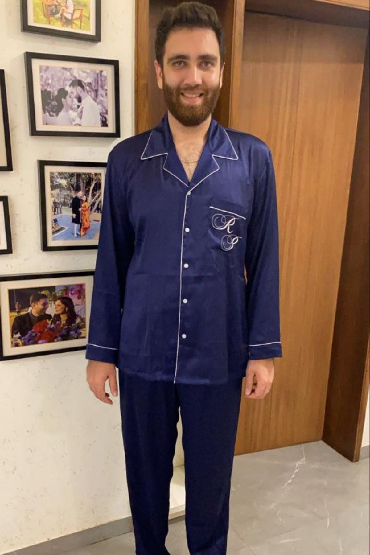 INDIGO SATIN MEN NIGHTSUIT SET