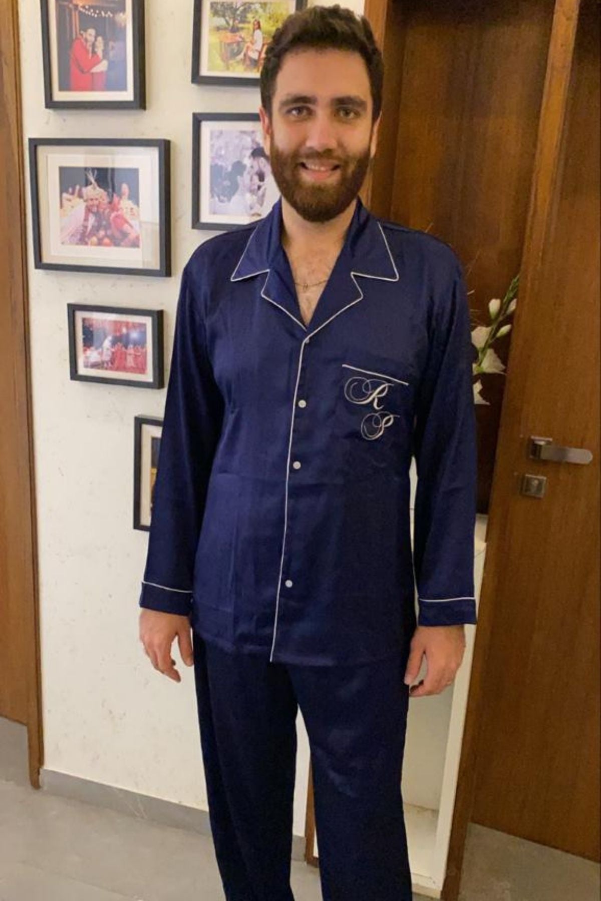 INDIGO SATIN MEN NIGHTSUIT SET