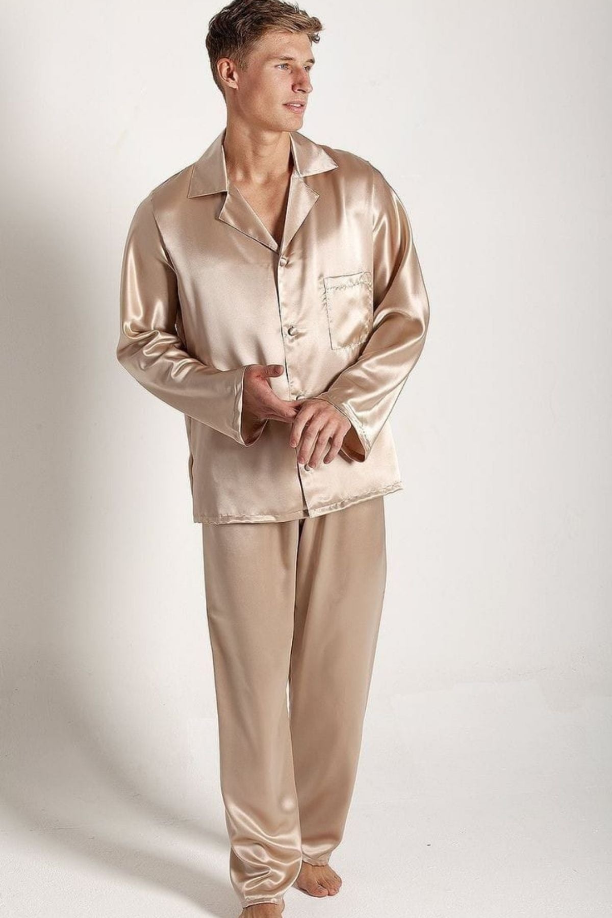 CREAM MEN NIGHTSUITS SET