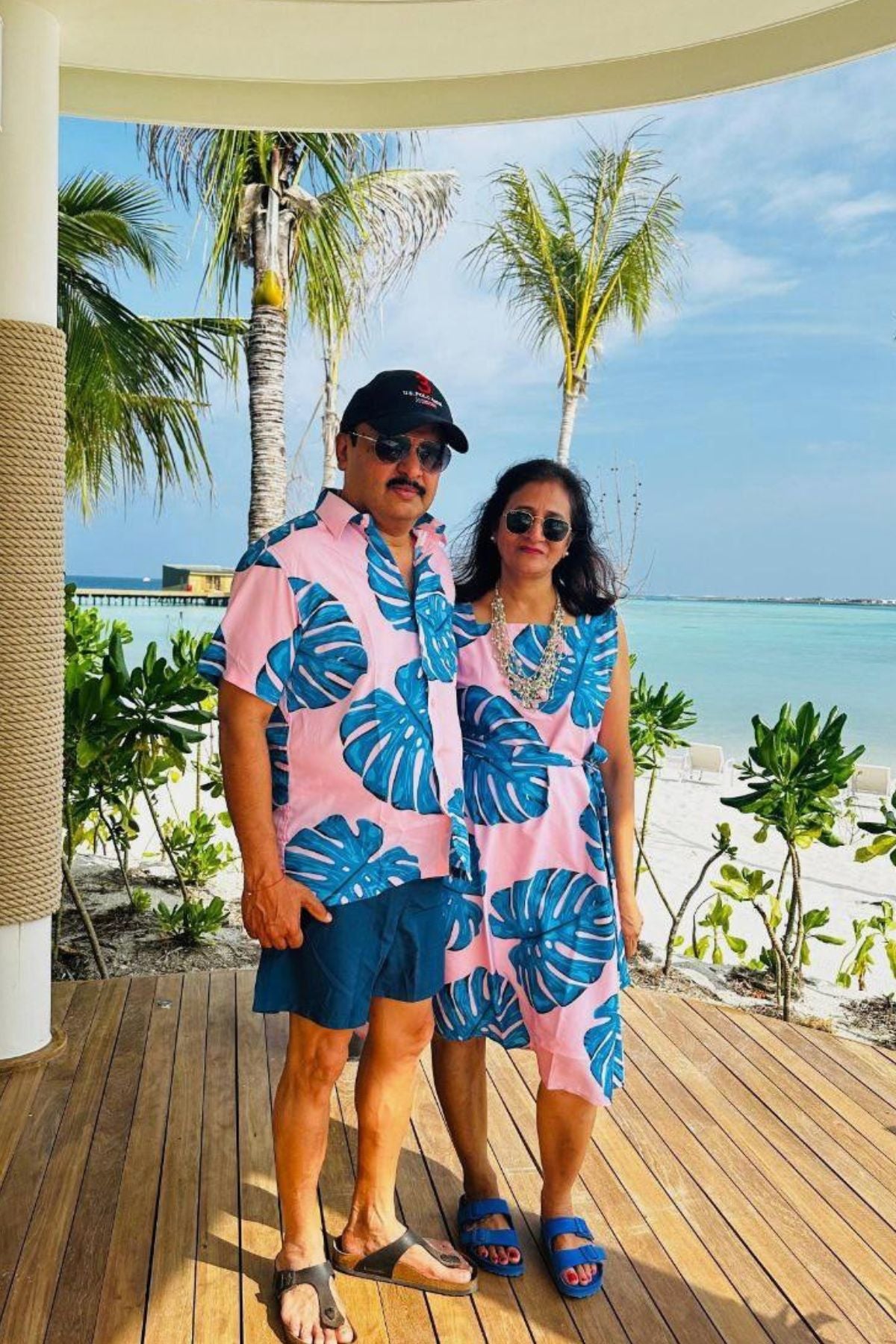 BLUE MONSTERA WOMEN MIDI DRESS