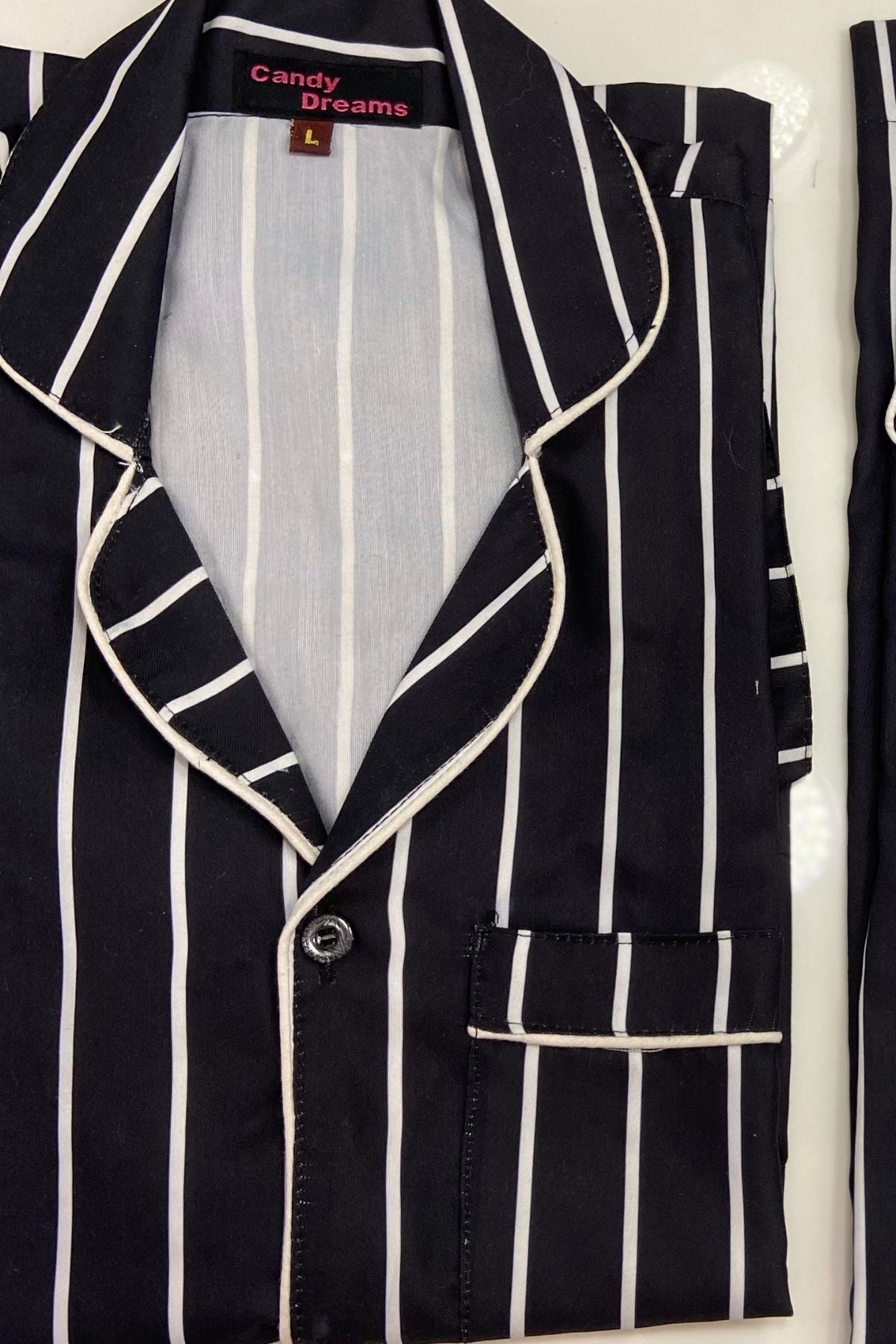 BLACK  WHITE STRIPES MEN NIGHTSUITS SET
