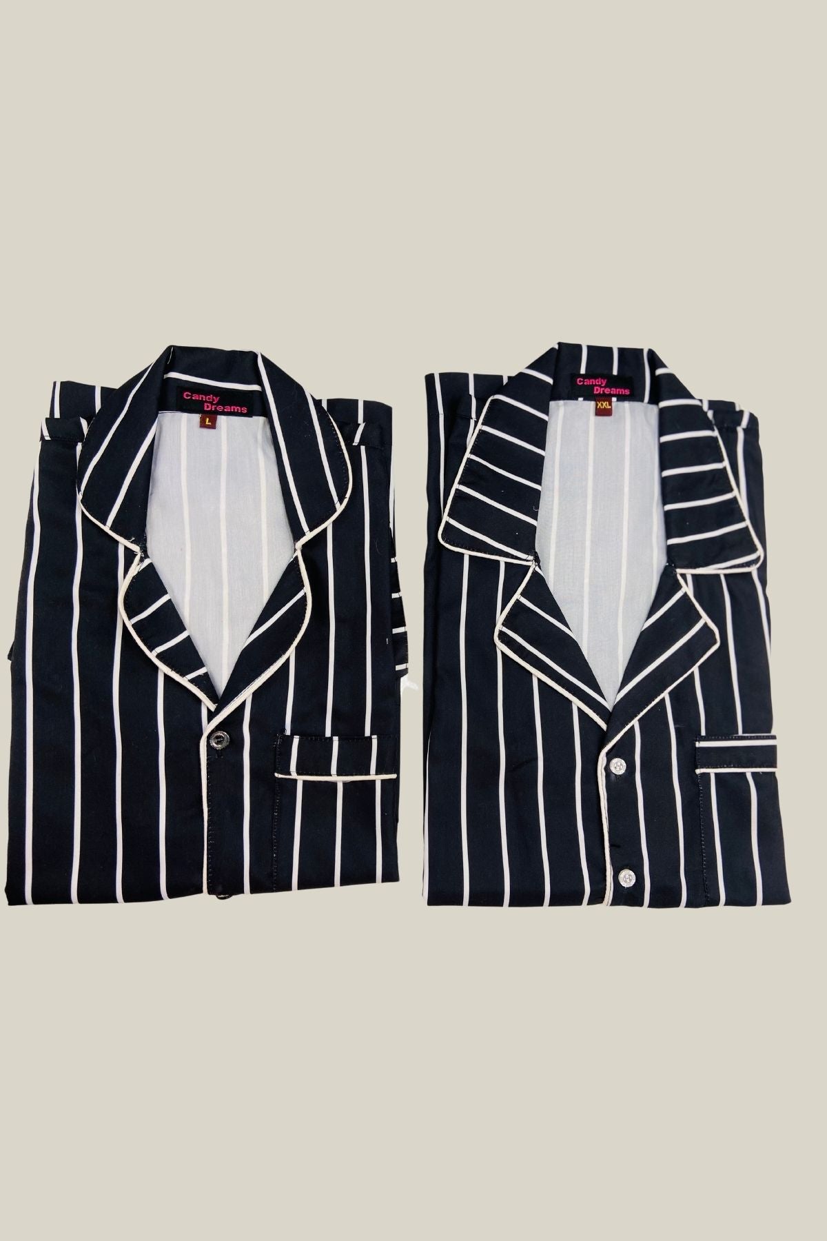 BLACK  WHITE STRIPES WOMEN NIGHTSUITS SET