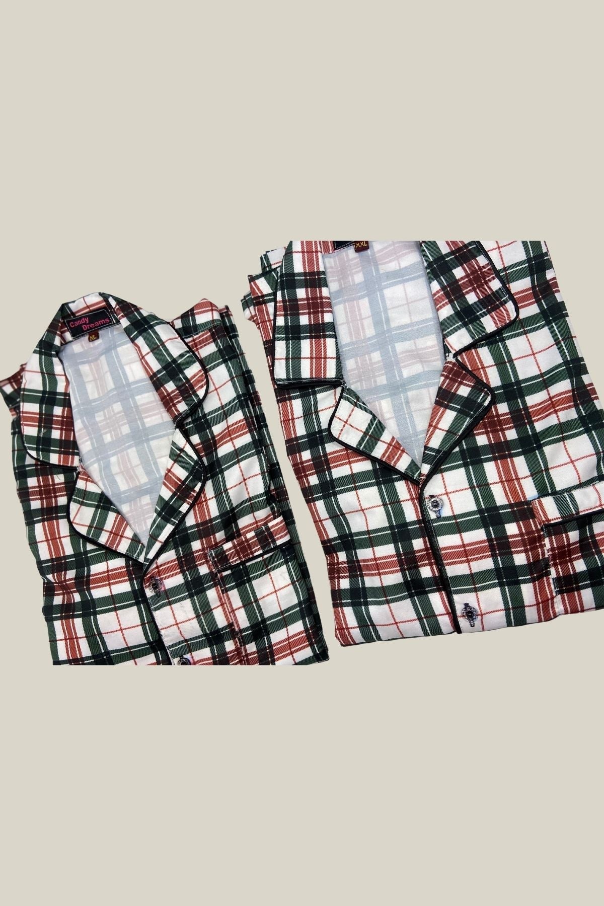 BLACK RED STRIPES COUPLE NIGHTSUITS SET