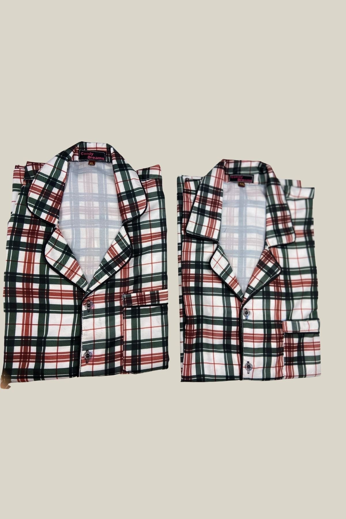 BLACK RED STRIPES COUPLE NIGHTSUITS SET