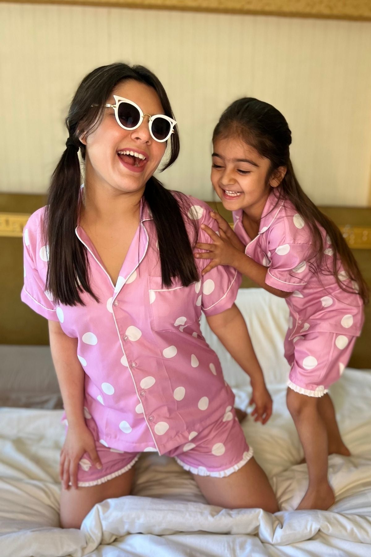 PINKY POLKA DOTS WOMAN NIGHTSUITS SET